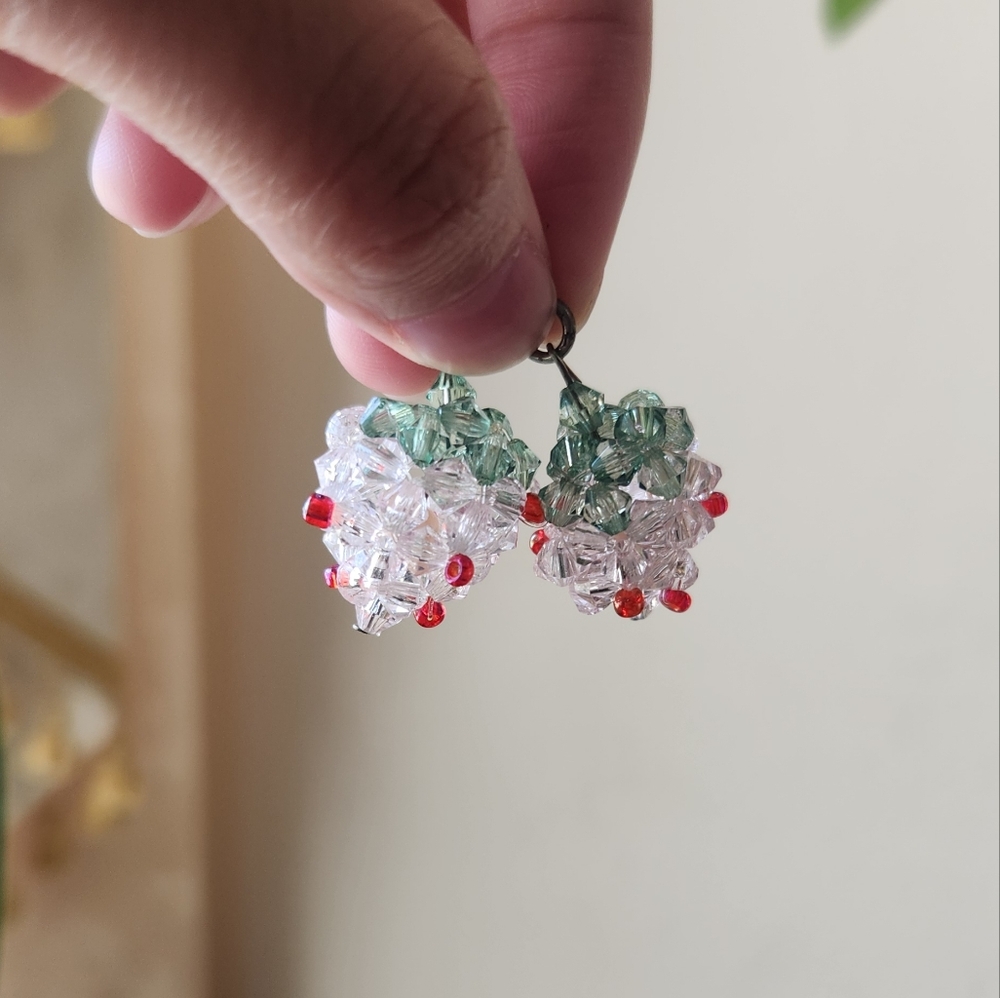 Handmade pink beaded strawberry charm